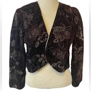 Vintage Jeri Marque Holiday Mother Bride Jacket‎ Black/Silver Women’s Medium EUC